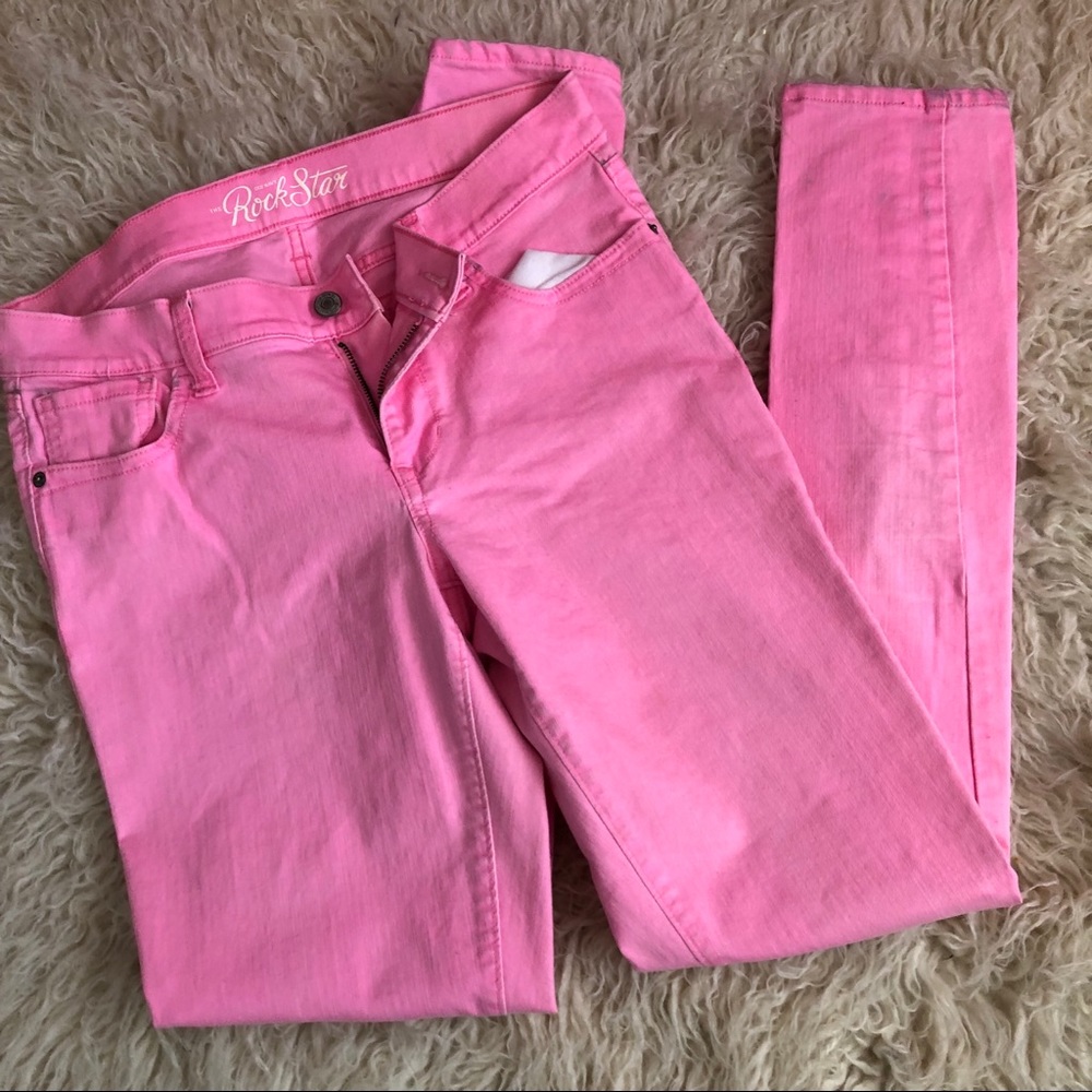 Rockstar Hot Pink neon stretch skinny jeans EUC